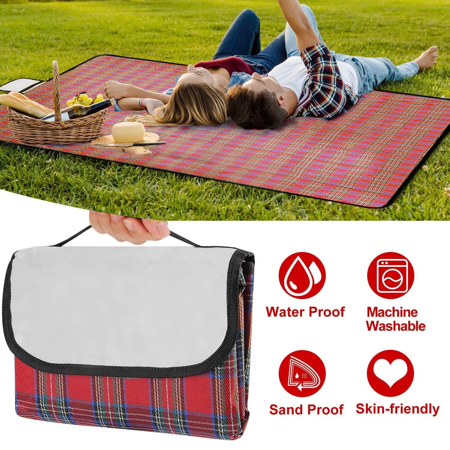 60" x 78" Foldable Waterproof Picnic Blanket with Strap DailySale