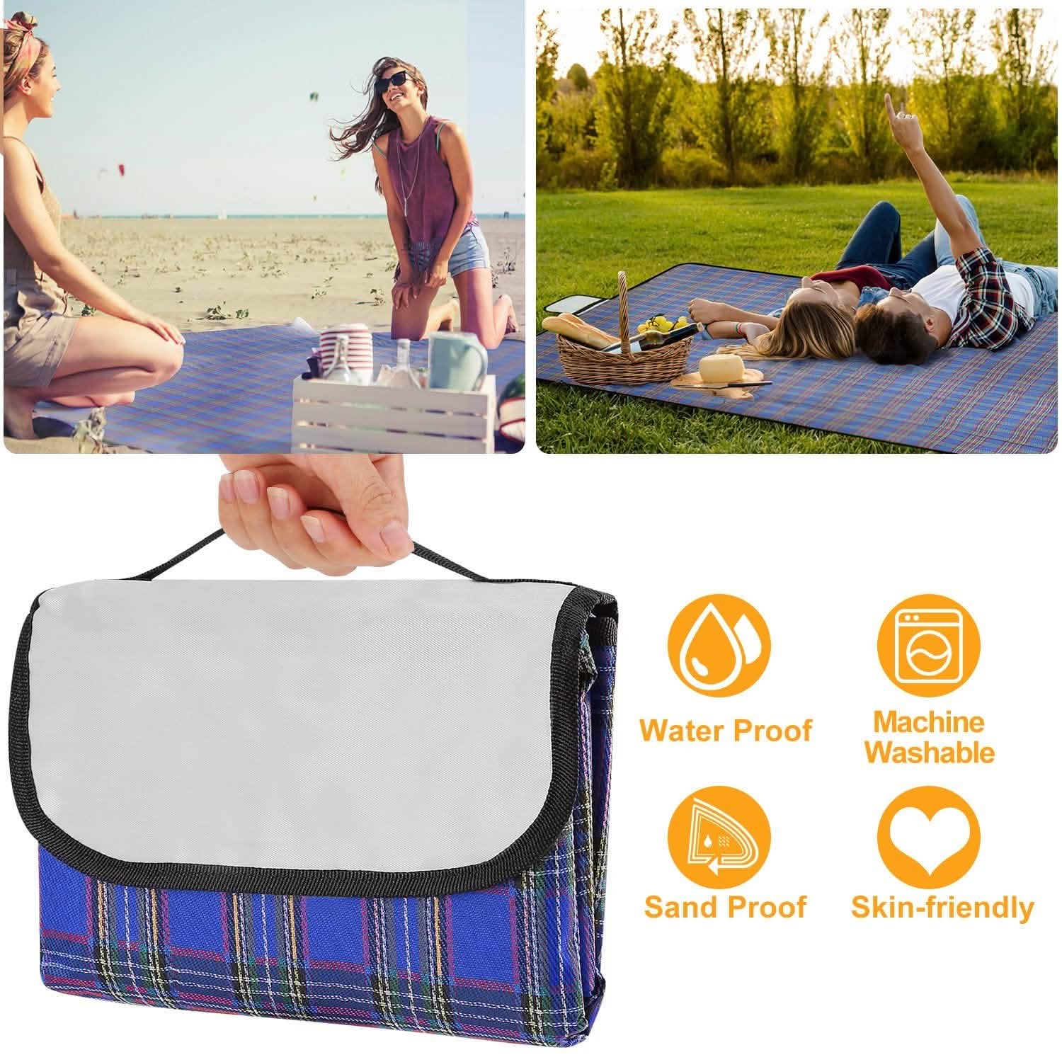 60" x 78" Foldable Waterproof Picnic Blanket with Strap DailySale