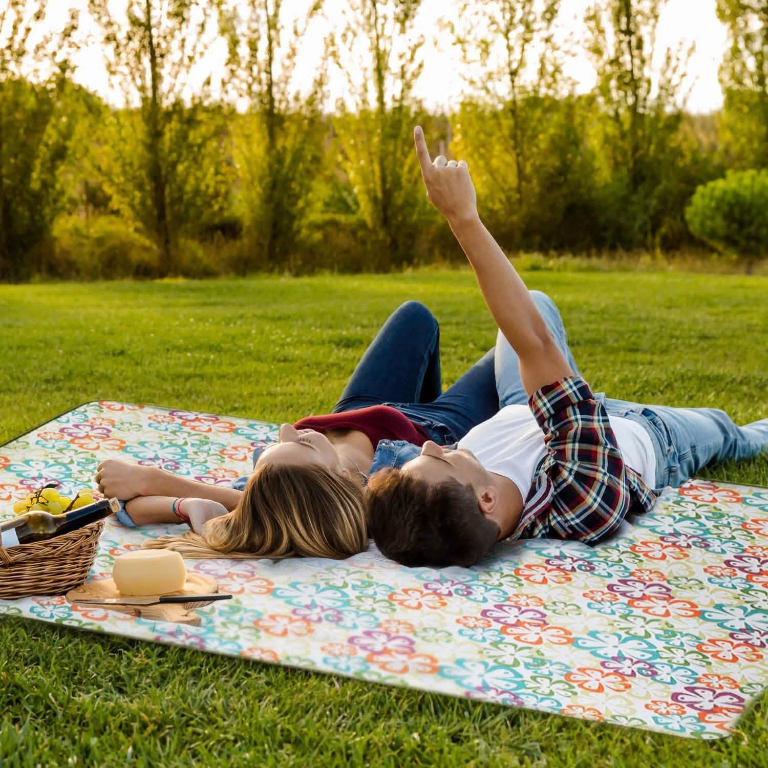 60" x 78" Foldable Waterproof Picnic Blanket with Strap DailySale