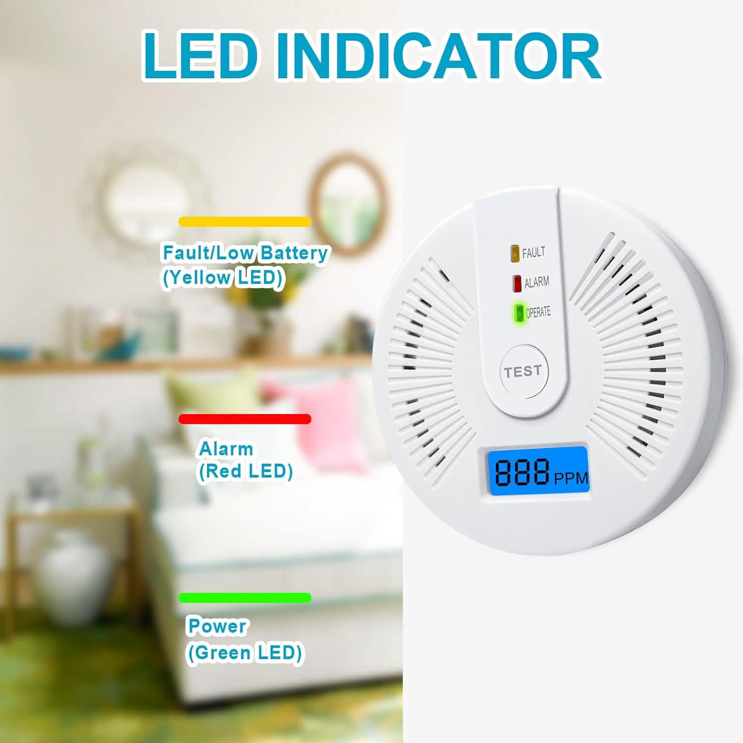 Portable Carbon Monoxide Detector – Battery-Operated CO Alarm DailySale