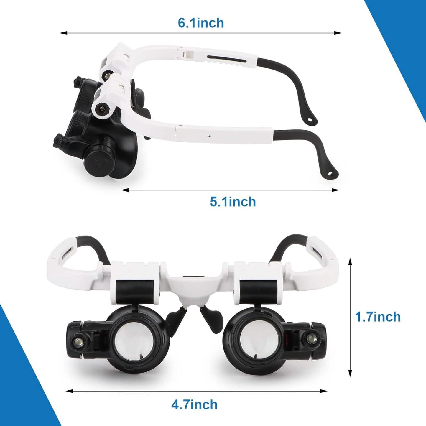2-LED Head-Mounted Magnifier Glasses – 8x/15x/23x with Repair Light DailySale