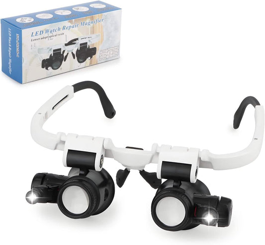 2-LED Head-Mounted Magnifier Glasses – 8x/15x/23x with Repair Light DailySale