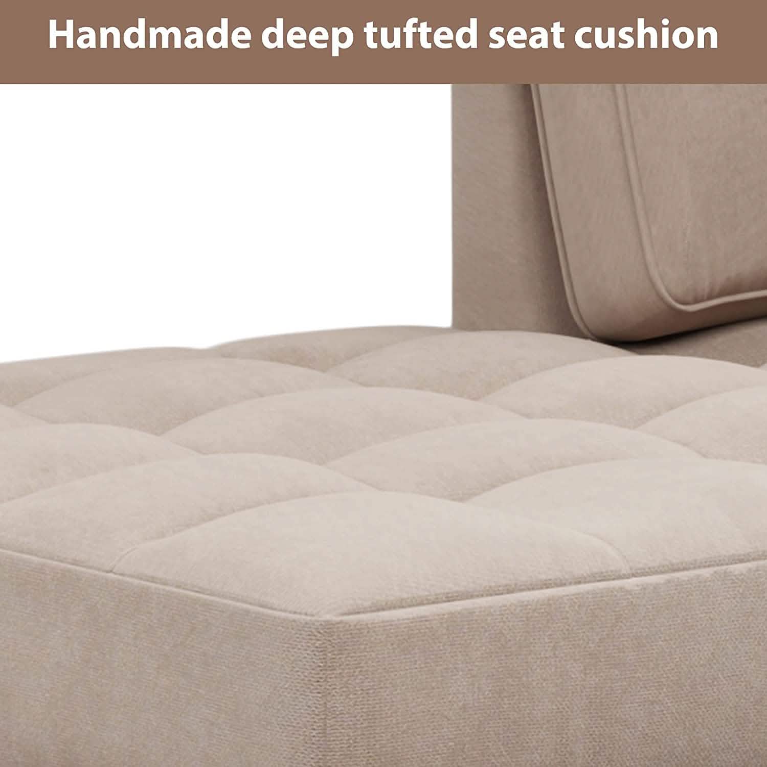 64" Deep Tufted Upholstered Textured Fabric Chaise Lounge Toss Pillow Included DailySale