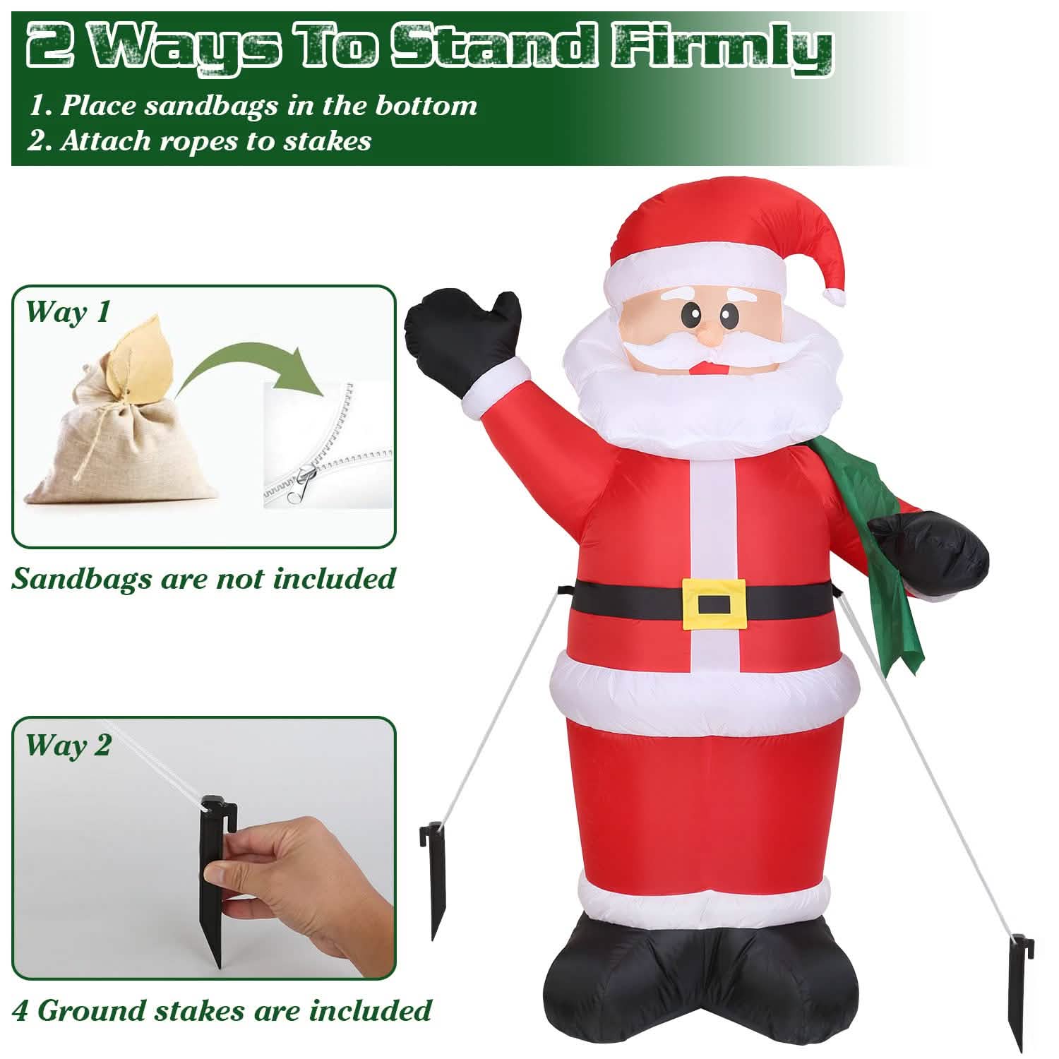 6.4ft Inflatable Christmas Giant Santa Claus DailySale