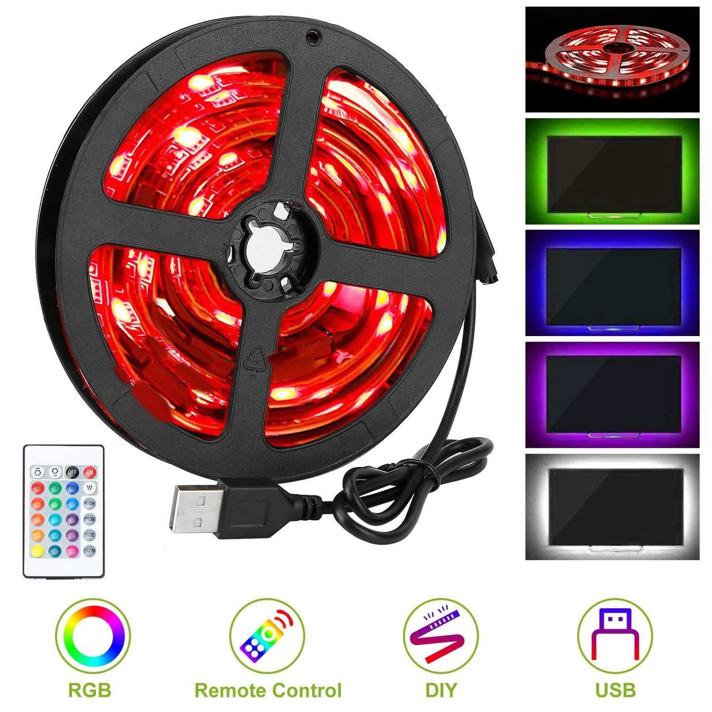 6.56ft TV LED Backlight RGB Strip Light USB Monitor Lighting DailySale