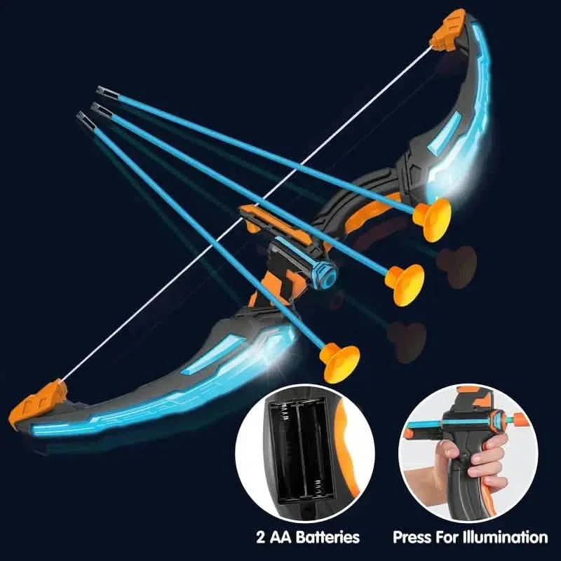 LED Bow & Arrow Toy Set for Kids Light-Up Archery Play Kit with Suction Cup Arrows (Blue/Green) DailySale