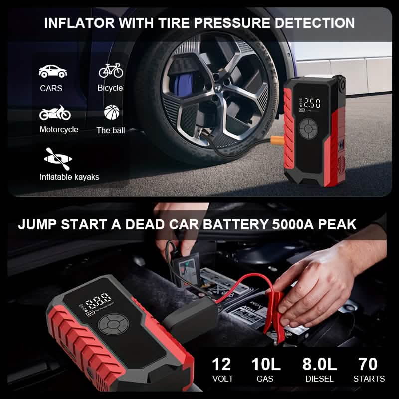 Portable 12V Car Jump Starter, Battery Charger, Air Pump (LED Display) DailySale