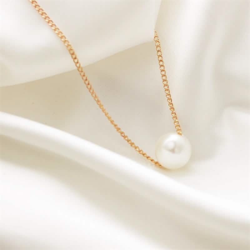 Women’s Minimalist White Pearl Beaded Necklace – Elegant Statement Chain DailySale