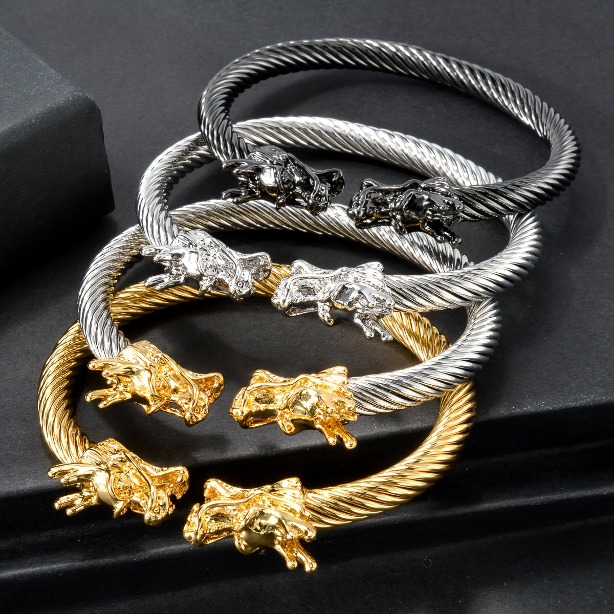 Double Dragon Copper Bracelet – Rock & Hip-Hop Style, Unisex DailySale