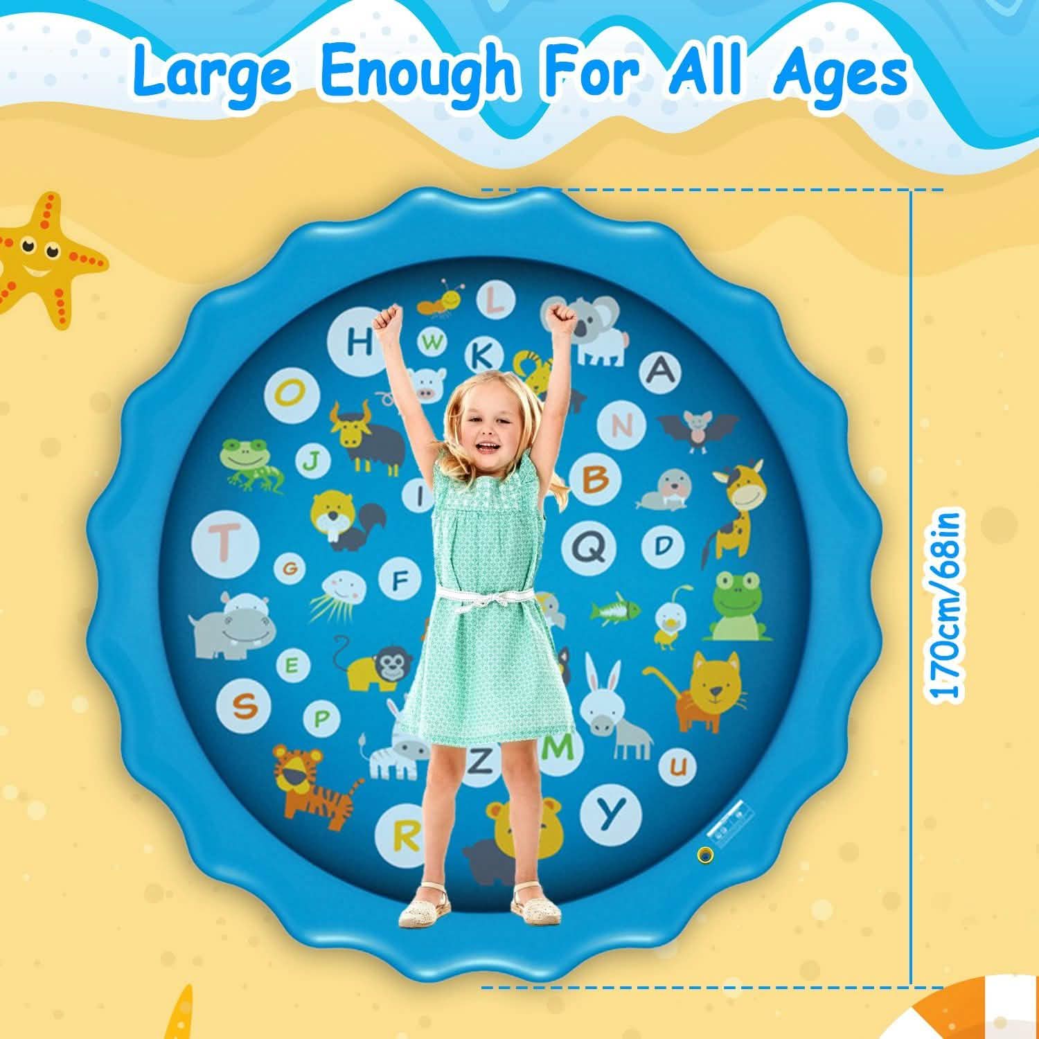 68" Inflatable Blow Up Pool Sprinkler Splash Pad For Kids DailySale