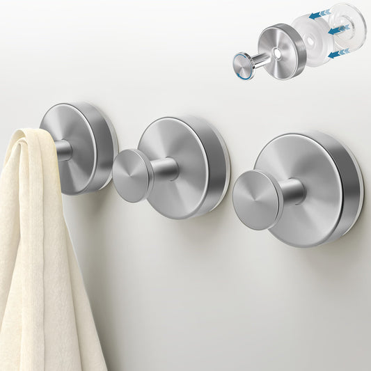 2-Pack: Strong Suction Cup Hooks – Silver Brushed Stainless Steel, No Drilling Required DailySale