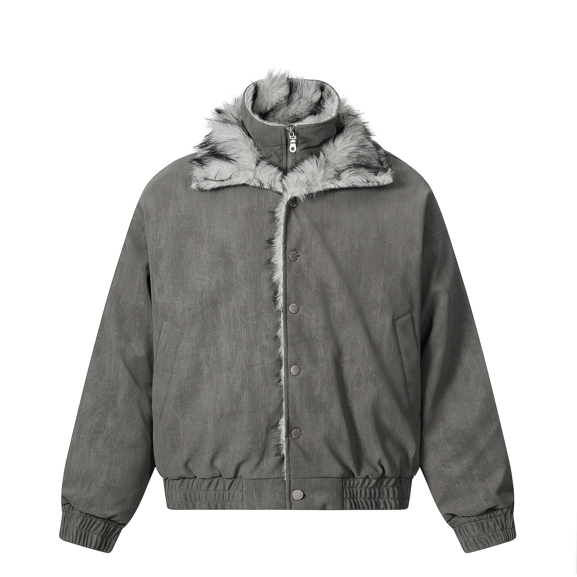 Patchwork Faux Fur Stand Jacket - Premium Winter Streetwear | LuxuryUrbanwearPatchwork Fur | Winter Stand Jacket - Luxuryurbanwear