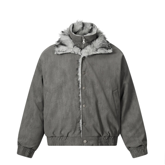 Patchwork Faux Fur Stand Jacket - Premium Winter Streetwear | LuxuryUrbanwearPatchwork Fur | Winter Stand Jacket - Luxuryurbanwear