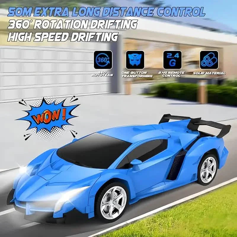 1:18 Remote Control Deformation Robot Car with LED Lights – 360° Drift, USB Rechargeable DailySale
