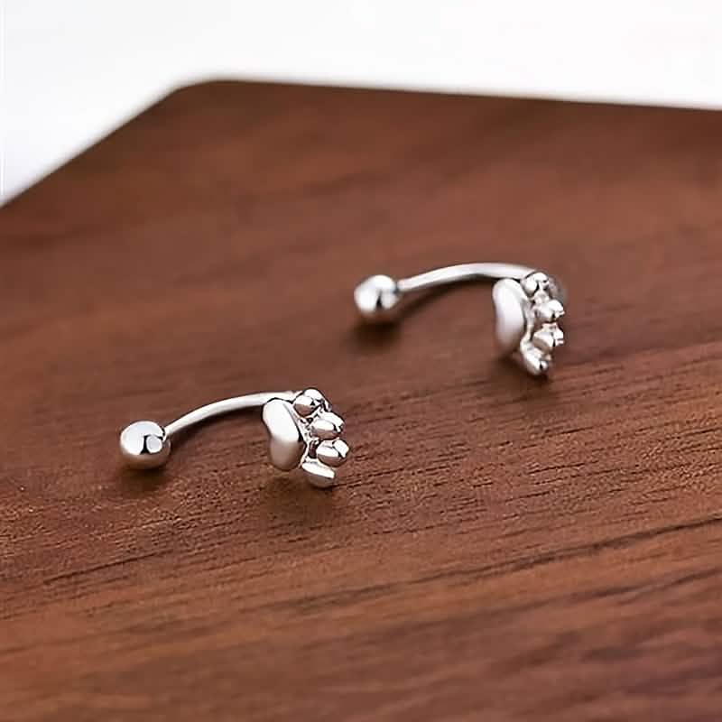 Sterling Silver Cat Paw Earrings – Screw-Back Studs, Elegant &amp; Simple DailySale