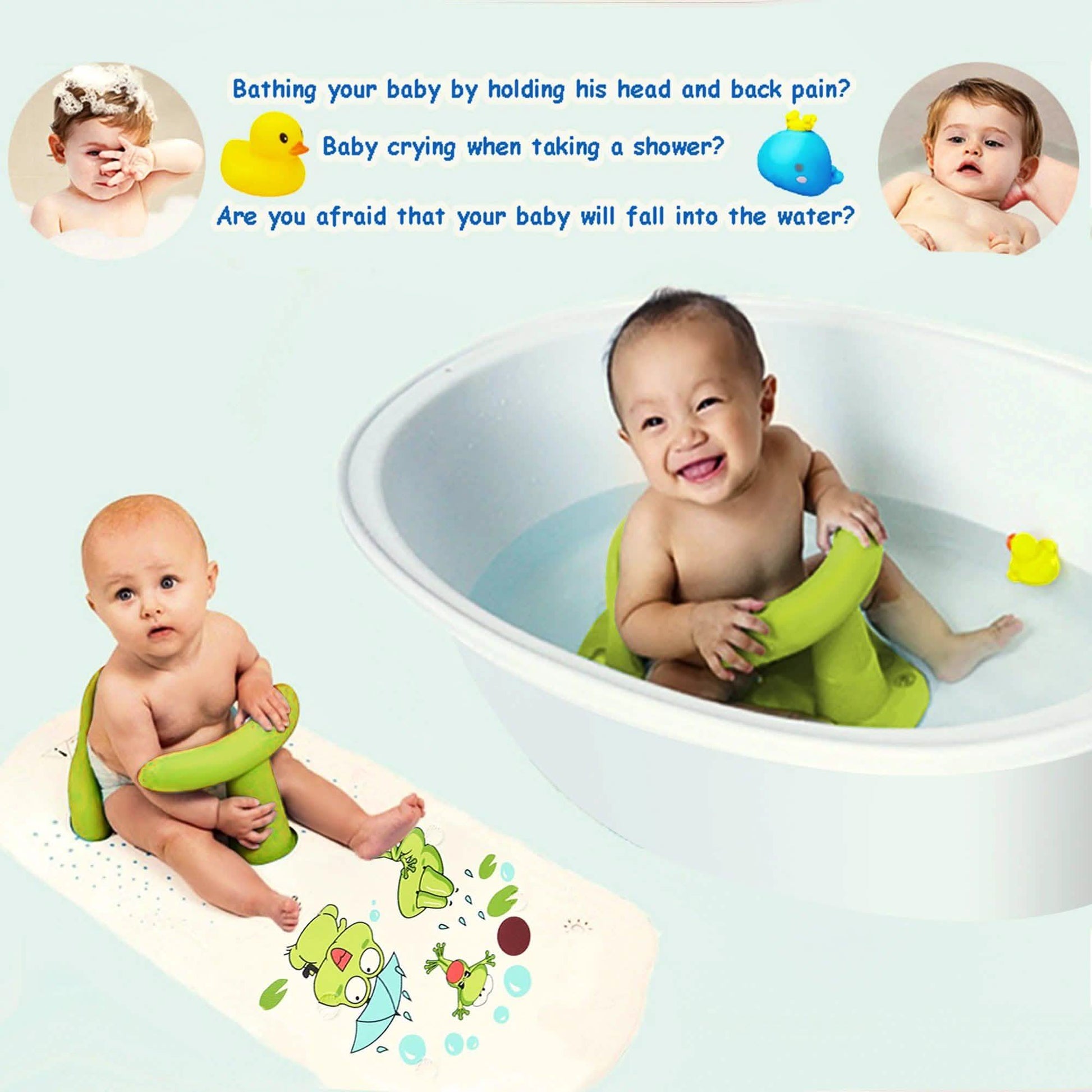 6M+ Infant Toddler Tub Seat Non-slip Safety Chair with Heat Sensitive Bath Mat DailySale