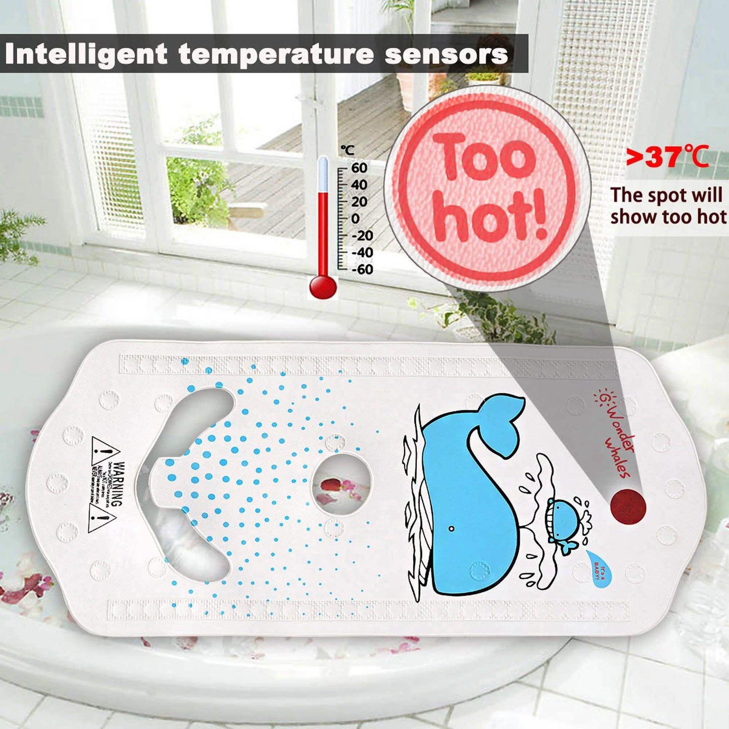 6M+ Infant Toddler Tub Seat Non-slip Safety Chair with Heat Sensitive Bath Mat DailySale