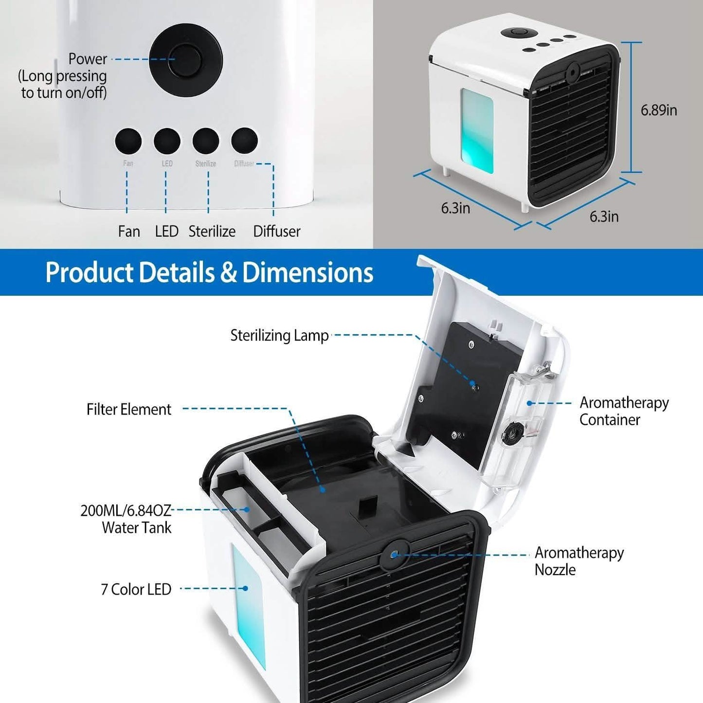 7-Color Change Portable Mini Air Conditioner Cooling Fan DailySale