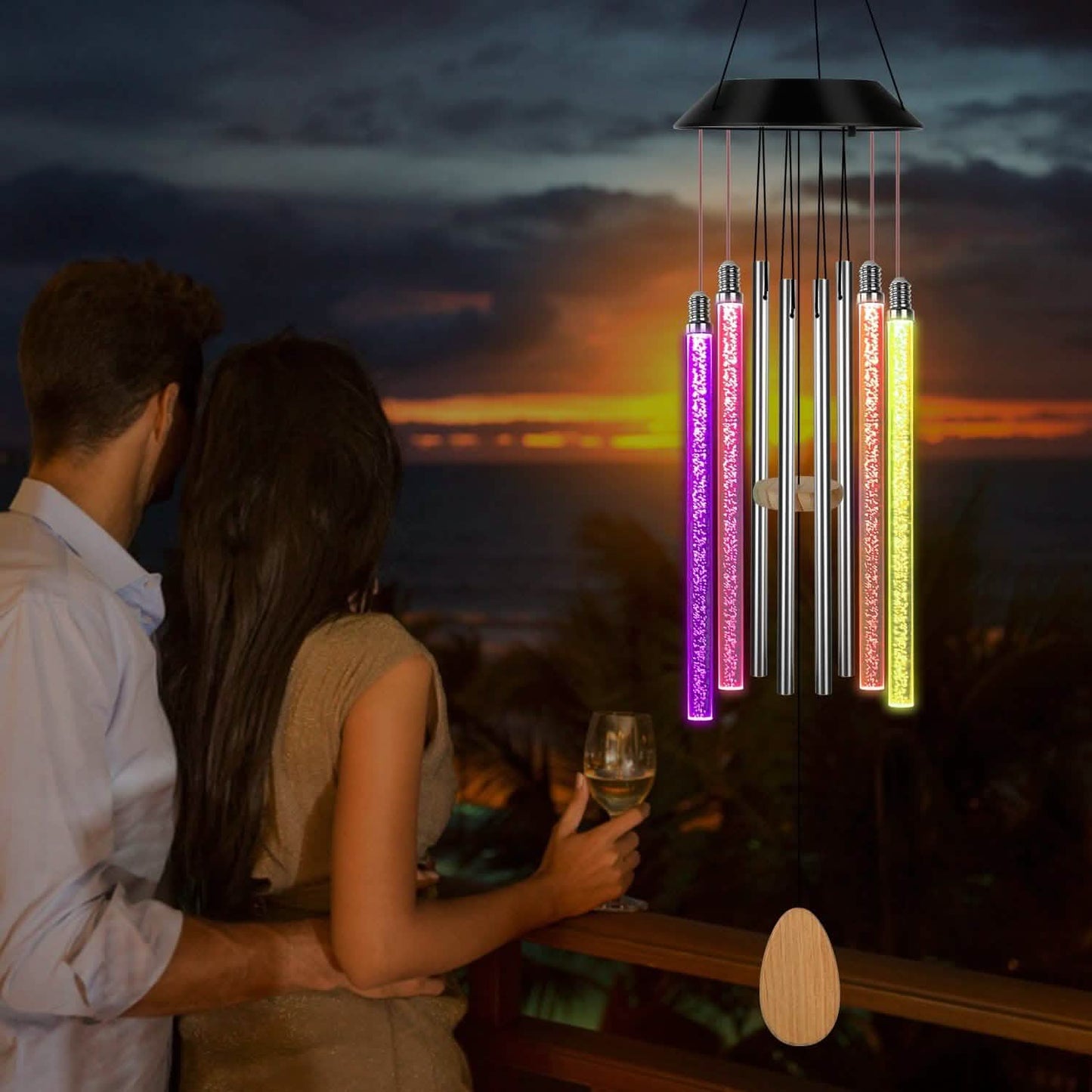 7 Color Changing Solar Wind Chime Lights DailySale