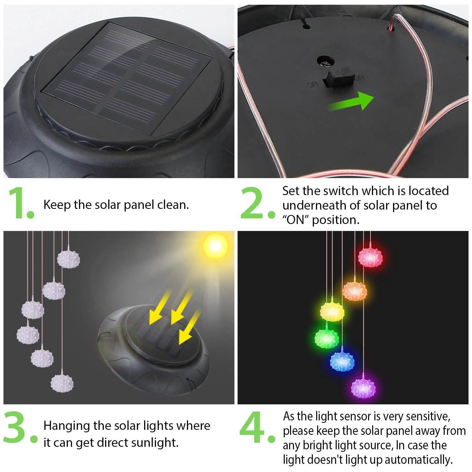 7 Color Changing Solar Wind Chime Lights Sea Urchins Decorative Lamp DailySale