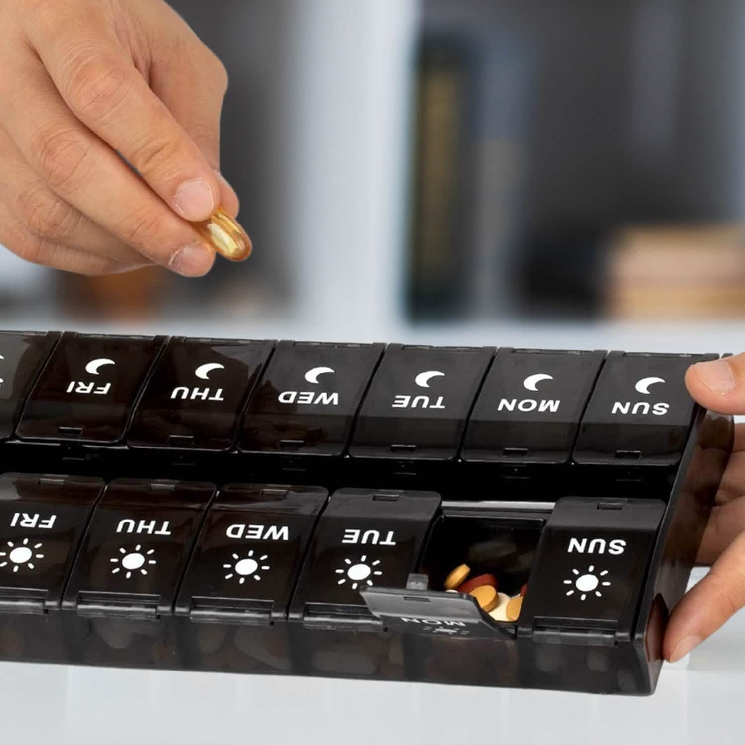 7-Day Push Button Pill, Medicine, Vitamin Organizer with AM/PM Large Compartments DailySale