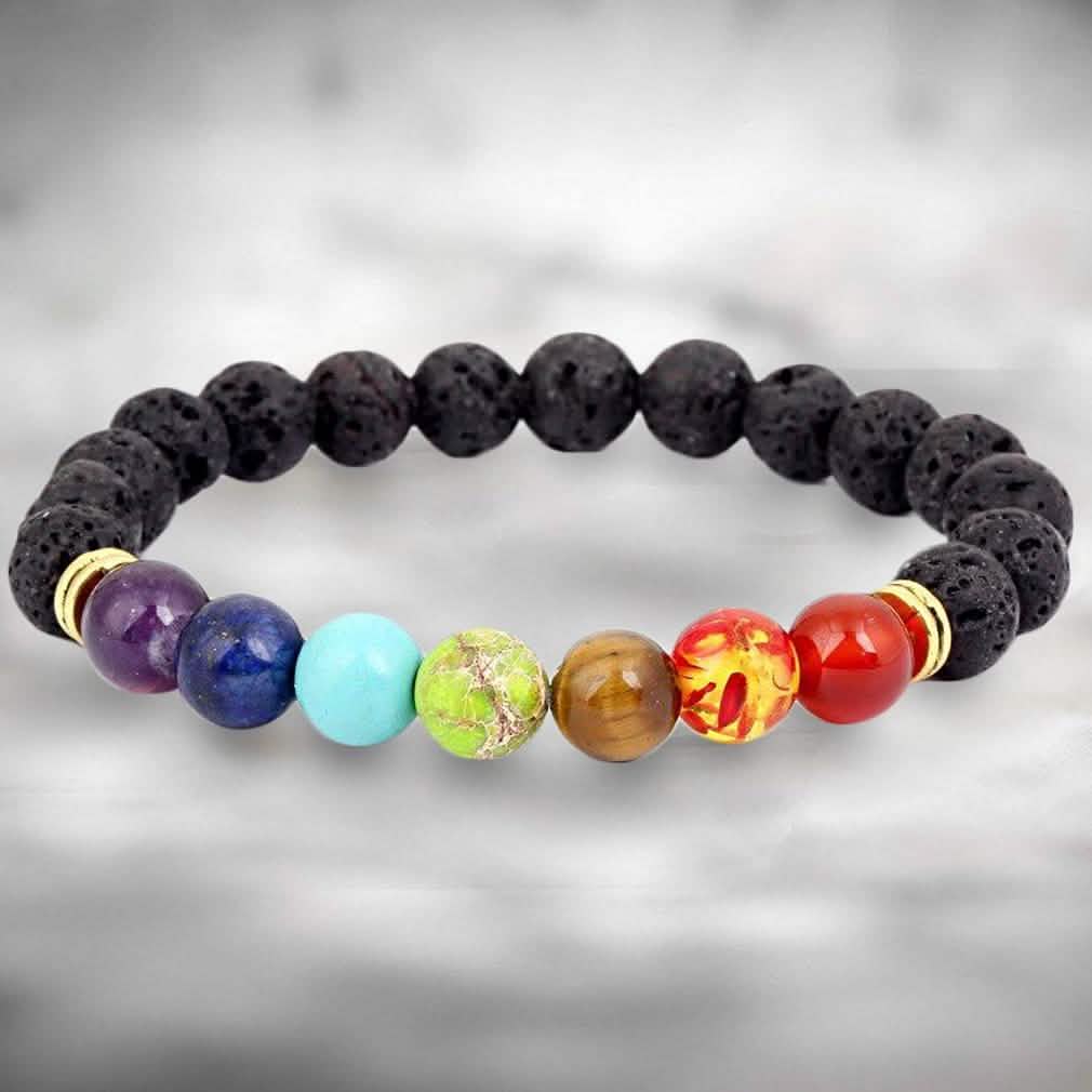 7 Genuine Chakra Healing Natural Stone Bead Bracelet DailySale