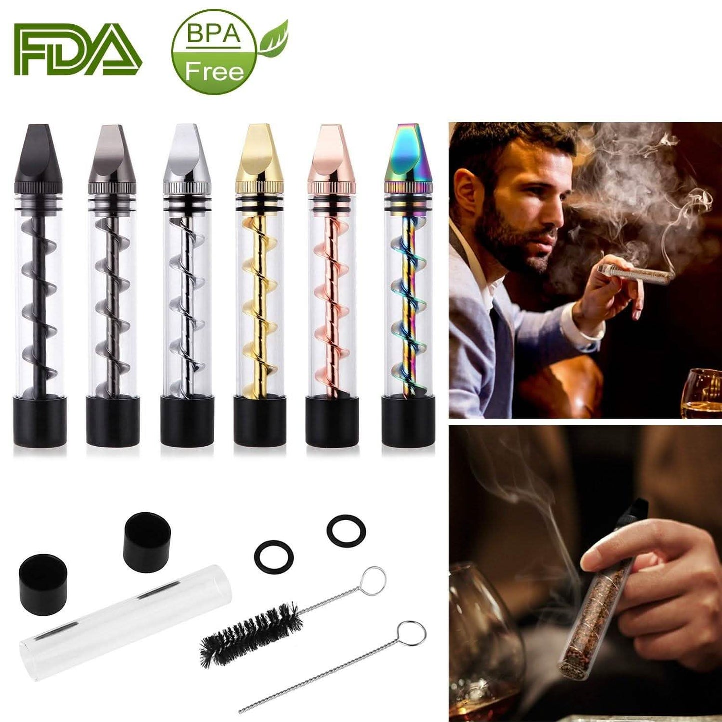 7-in-1 Grinder Blunt Kit with Smoking Metal Tip Cleaning Brush DailySale