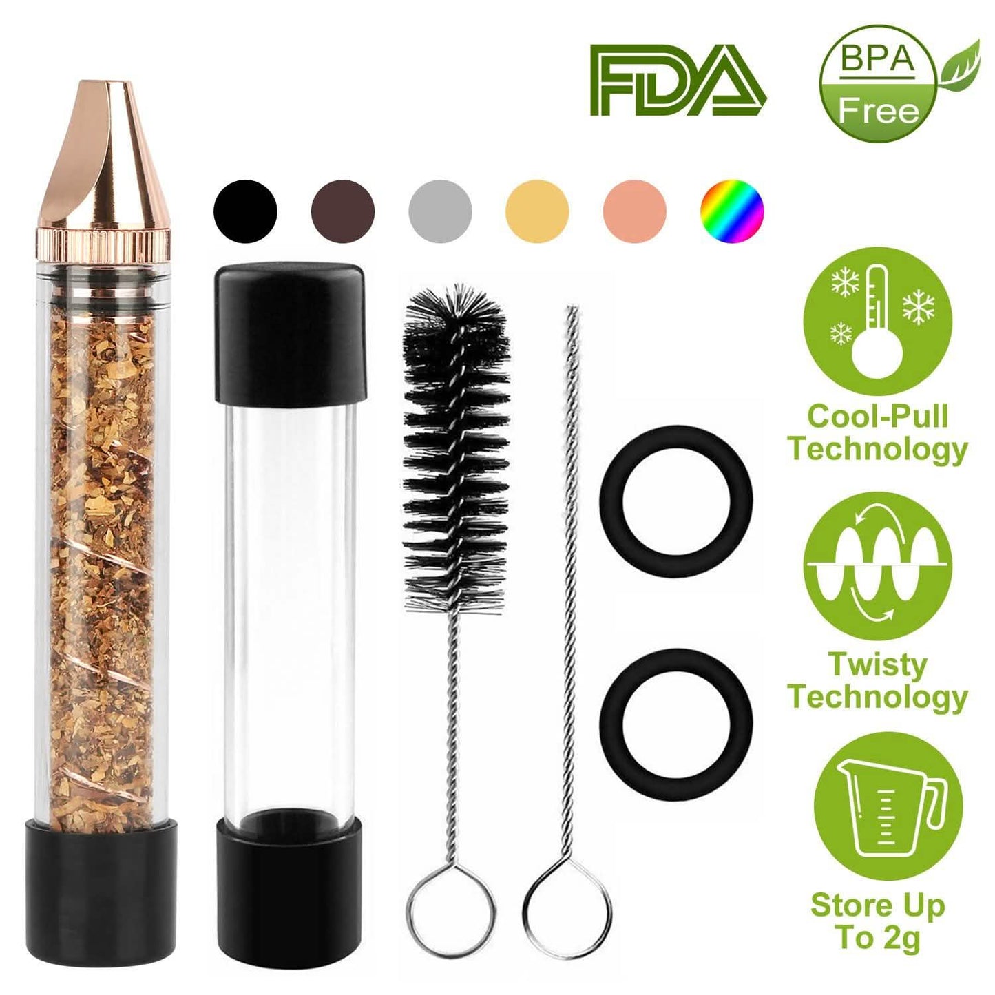 7-in-1 Grinder Blunt Kit with Smoking Metal Tip Cleaning Brush DailySale