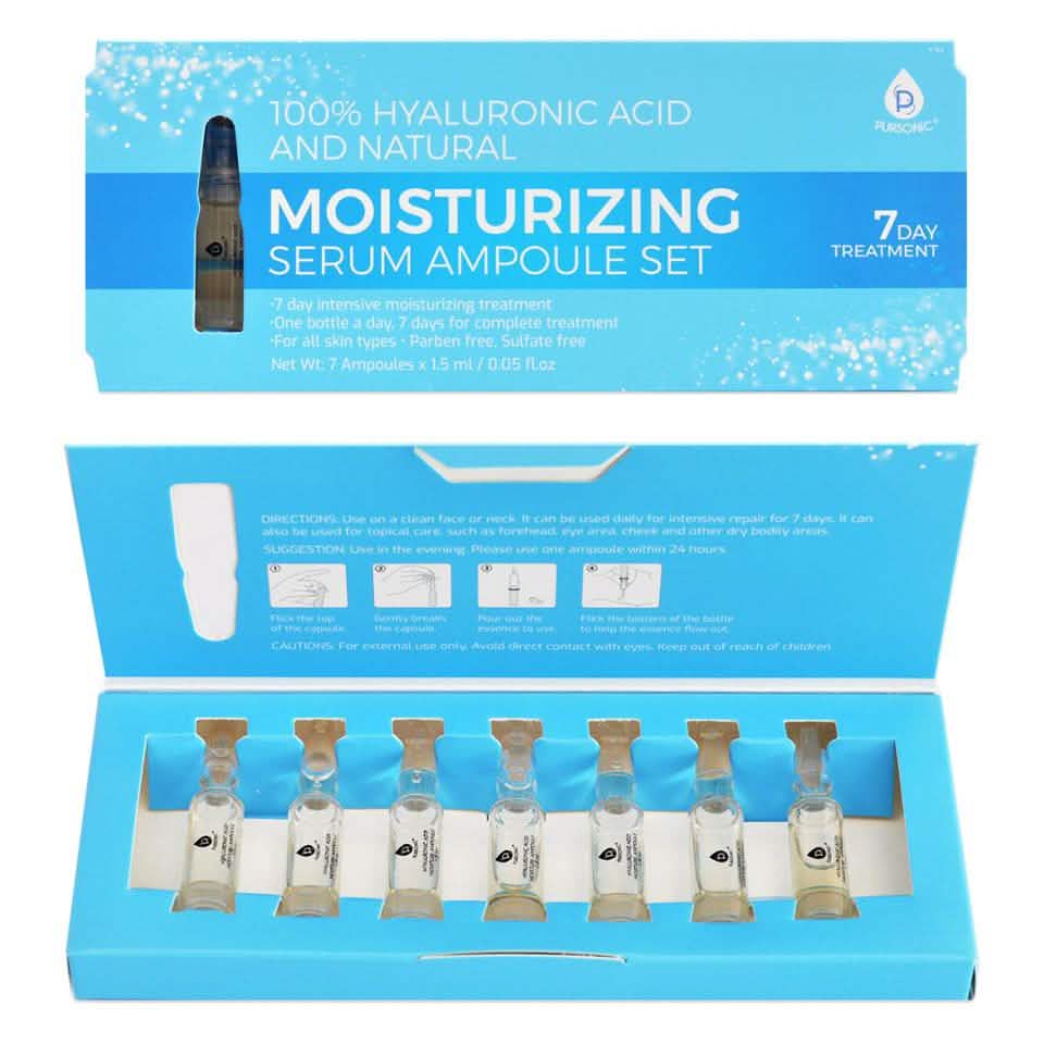 7-Piece: Pursonic Hyaluronic Acid and Natural Moisturizing Serum Set DailySale