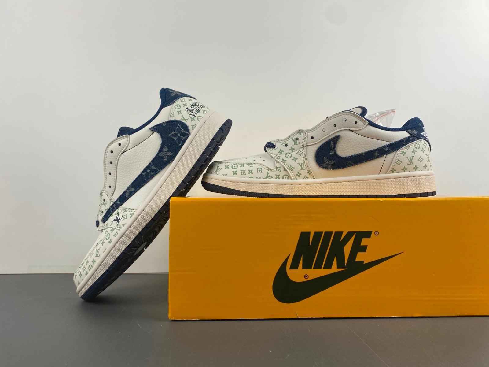 Custom Travis Scott x LV x Air Jordan 1 Low OG SJ2968-004 SneakerNational