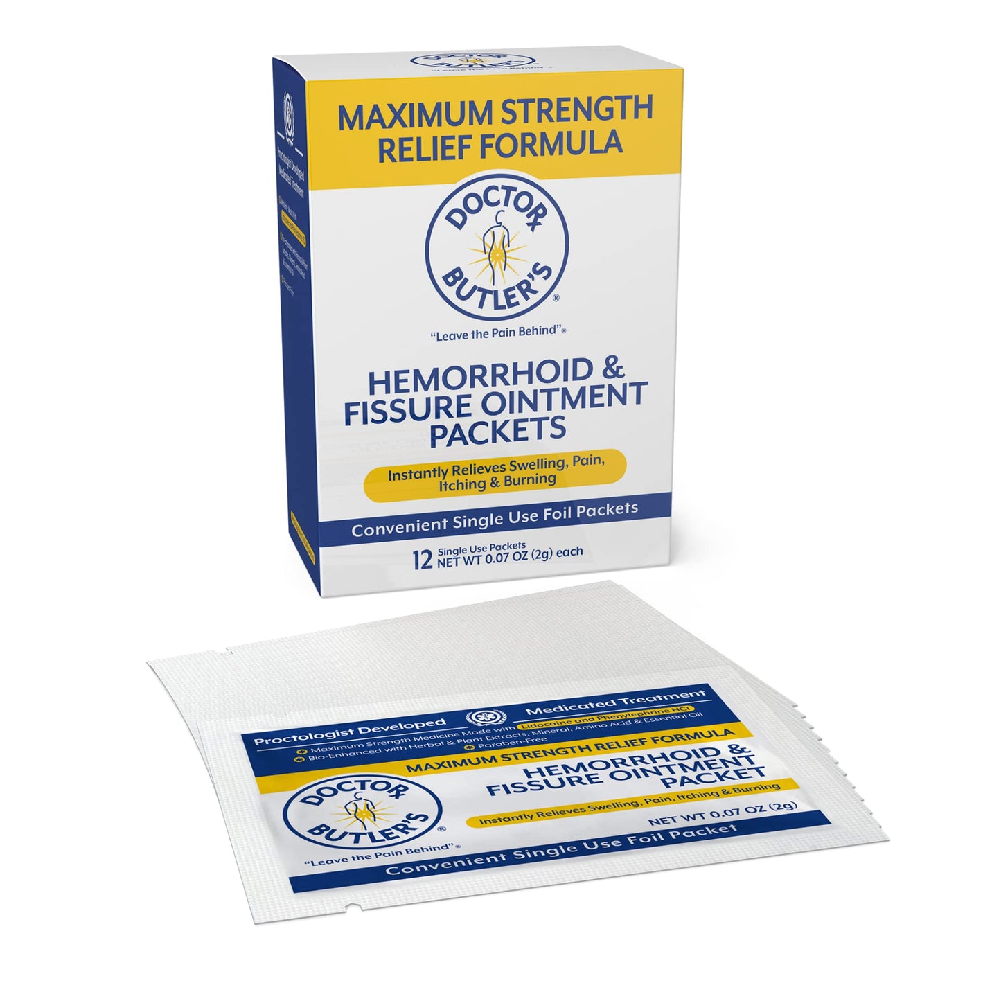 Doctor Butler's Hemorrhoid & Fissure Ointment - Hemorrhoid Cream with Lidocaine and Phenylephrine HCl for Fast-Acting Relief of Pain, Swelling, Discomfort, and Itching (1 oz) Fashionbuy