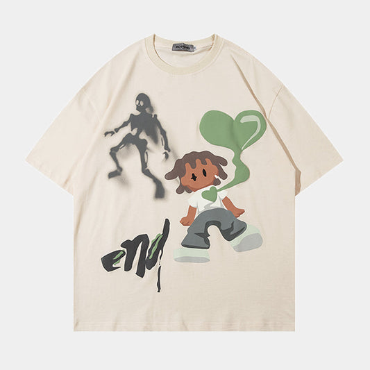 Comic Characters Graphic T-Shirt - Oversized Vintage Style | LuxuryUrbanwear - Luxuryurbanwear