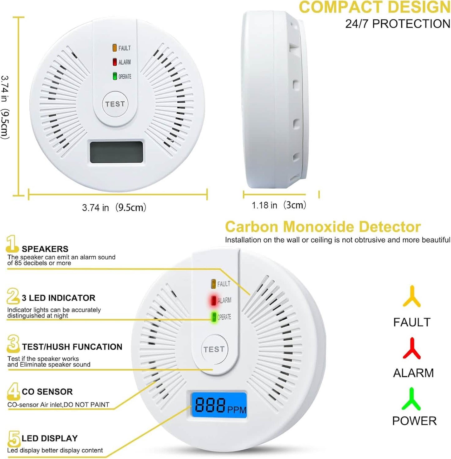 Portable Carbon Monoxide Detector – Battery-Operated CO Alarm DailySale