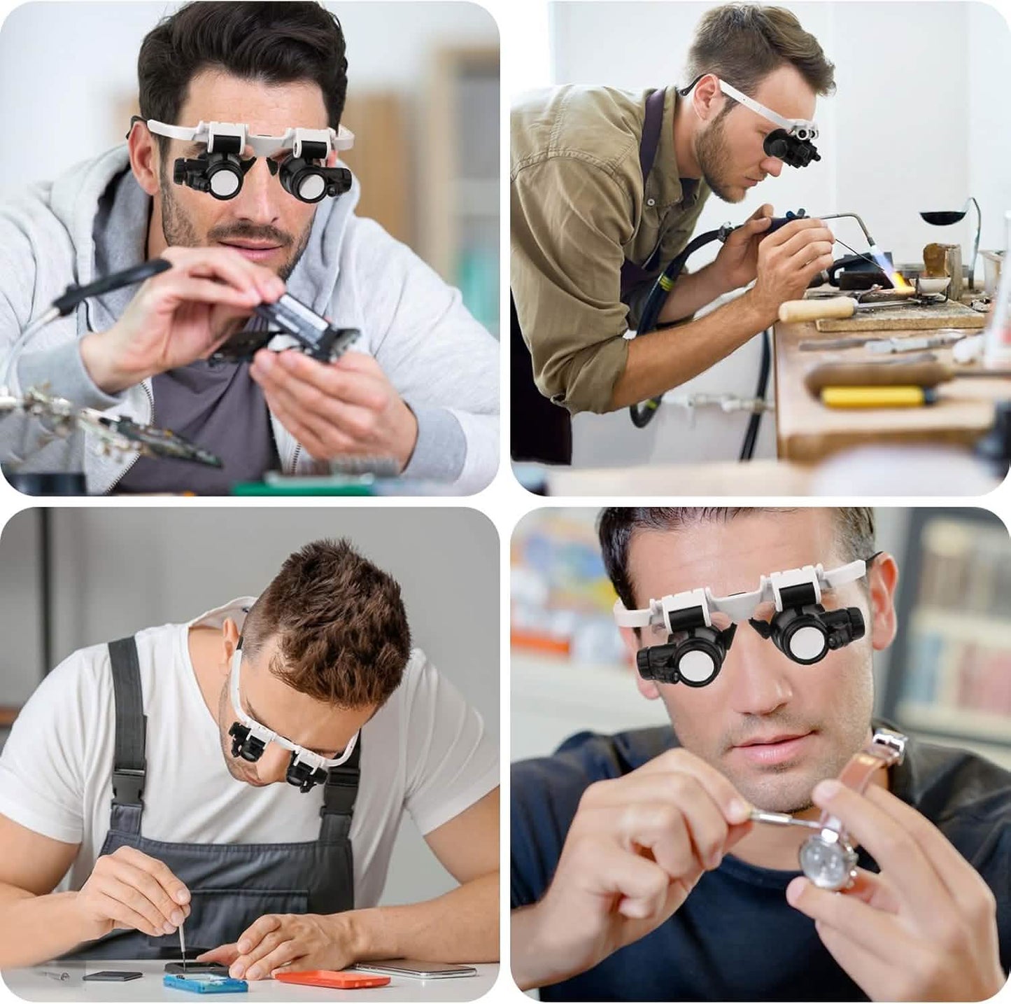 2-LED Head-Mounted Magnifier Glasses – 8x/15x/23x with Repair Light DailySale