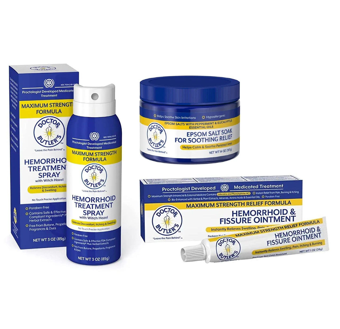 Doctor Butler's Hemorrhoid & Fissure Ointment - Hemorrhoid Cream with Lidocaine and Phenylephrine HCl for Fast-Acting Relief of Pain, Swelling, Discomfort, and Itching (1 oz) Fashionbuy