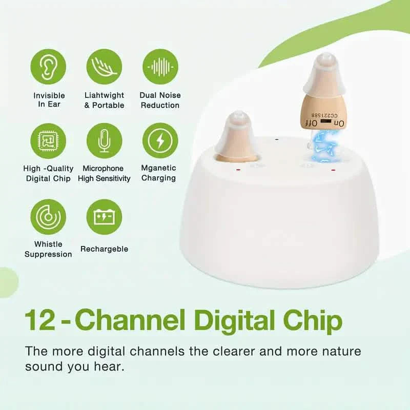 Rechargeable Hearing Aids – Invisible In-Ear, Noise Reduction, Volume Control DailySale