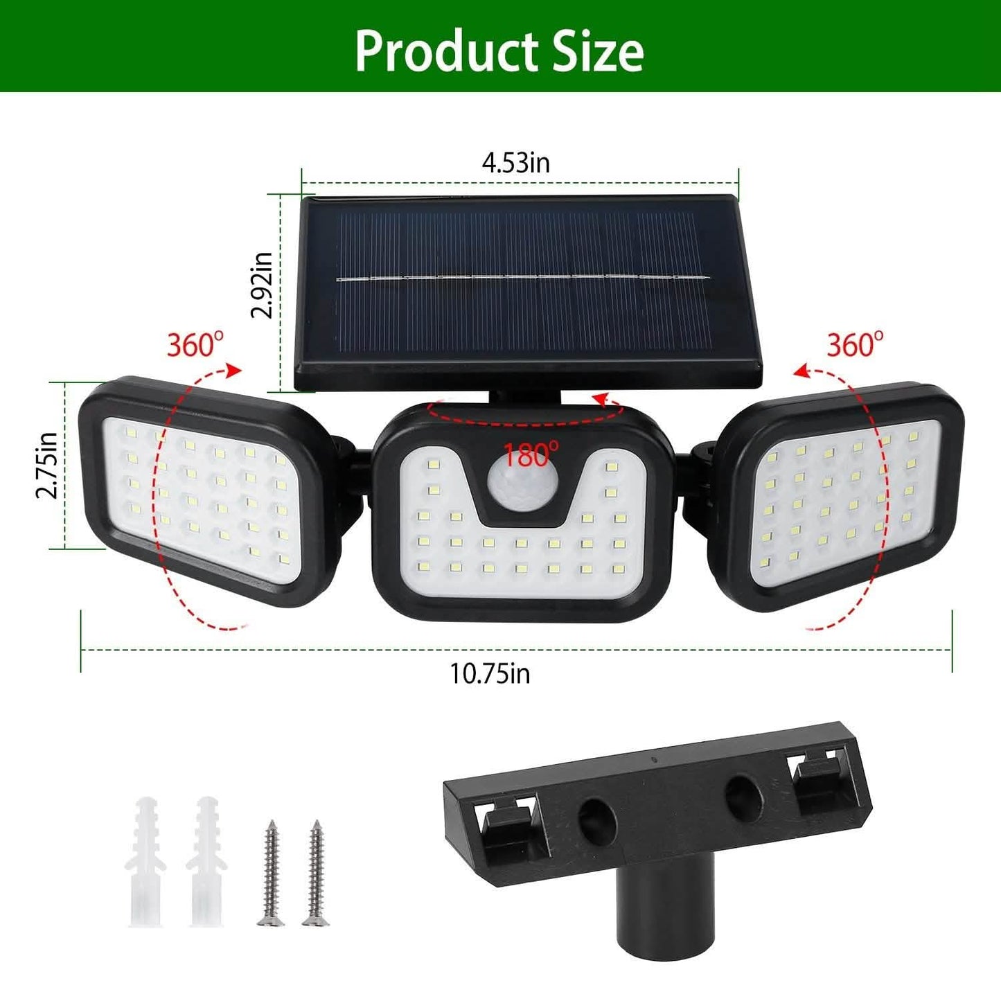 74 LEDs 3 Adjustable Solar Head Motion Sensor Flood Light DailySale