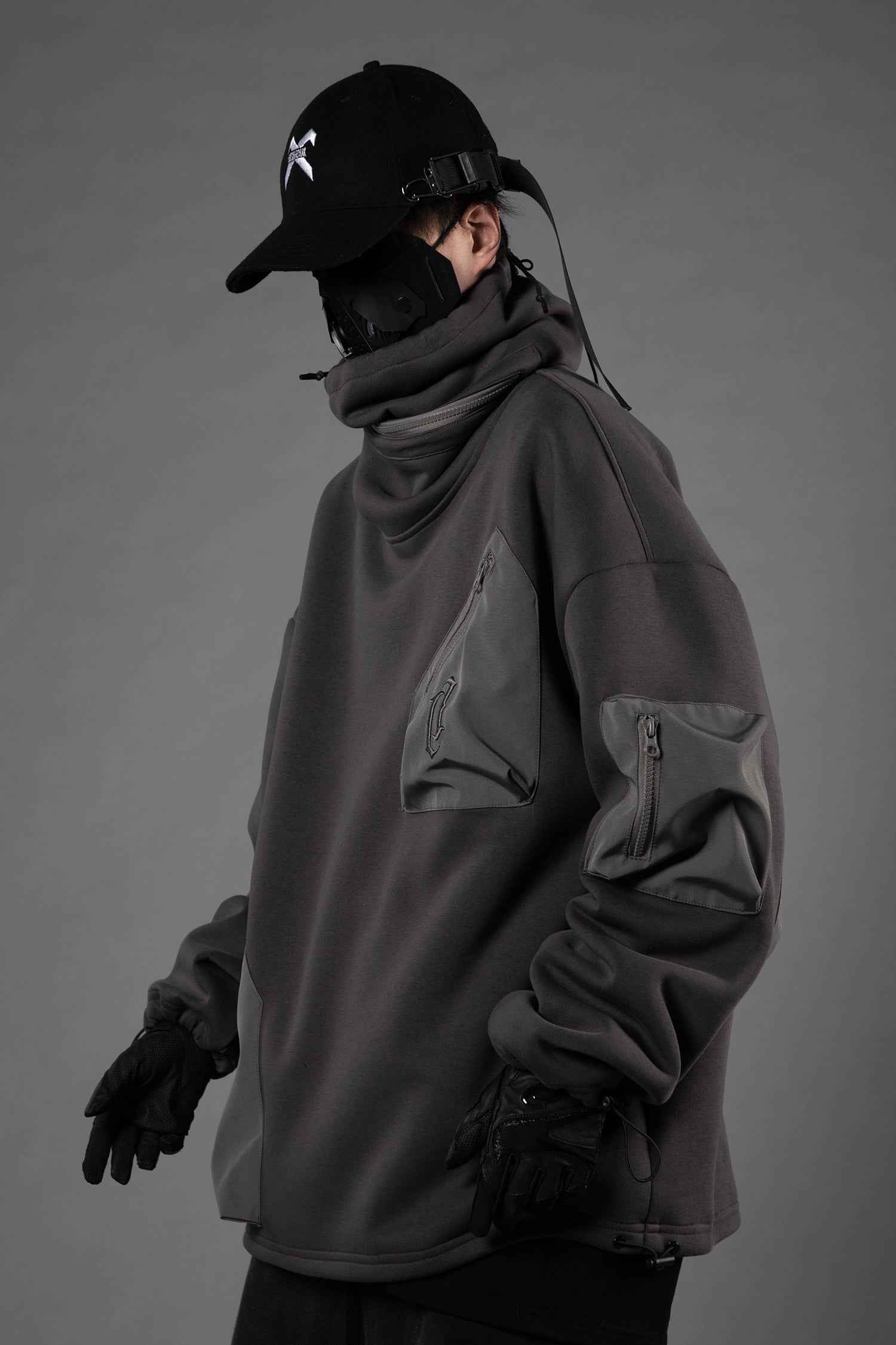 HiH33 Grey Utility Hoodie