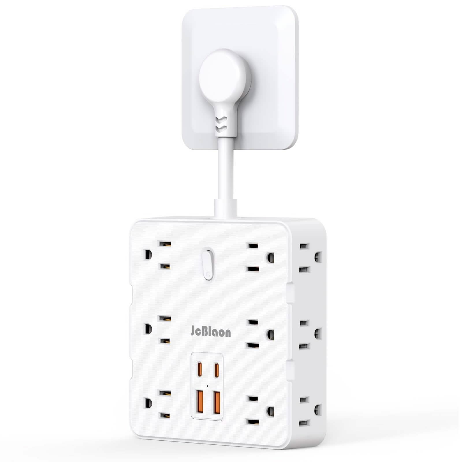 16-in-1 Power Strip – 12 AC Outlets & 4 USB Ports, White DailySale