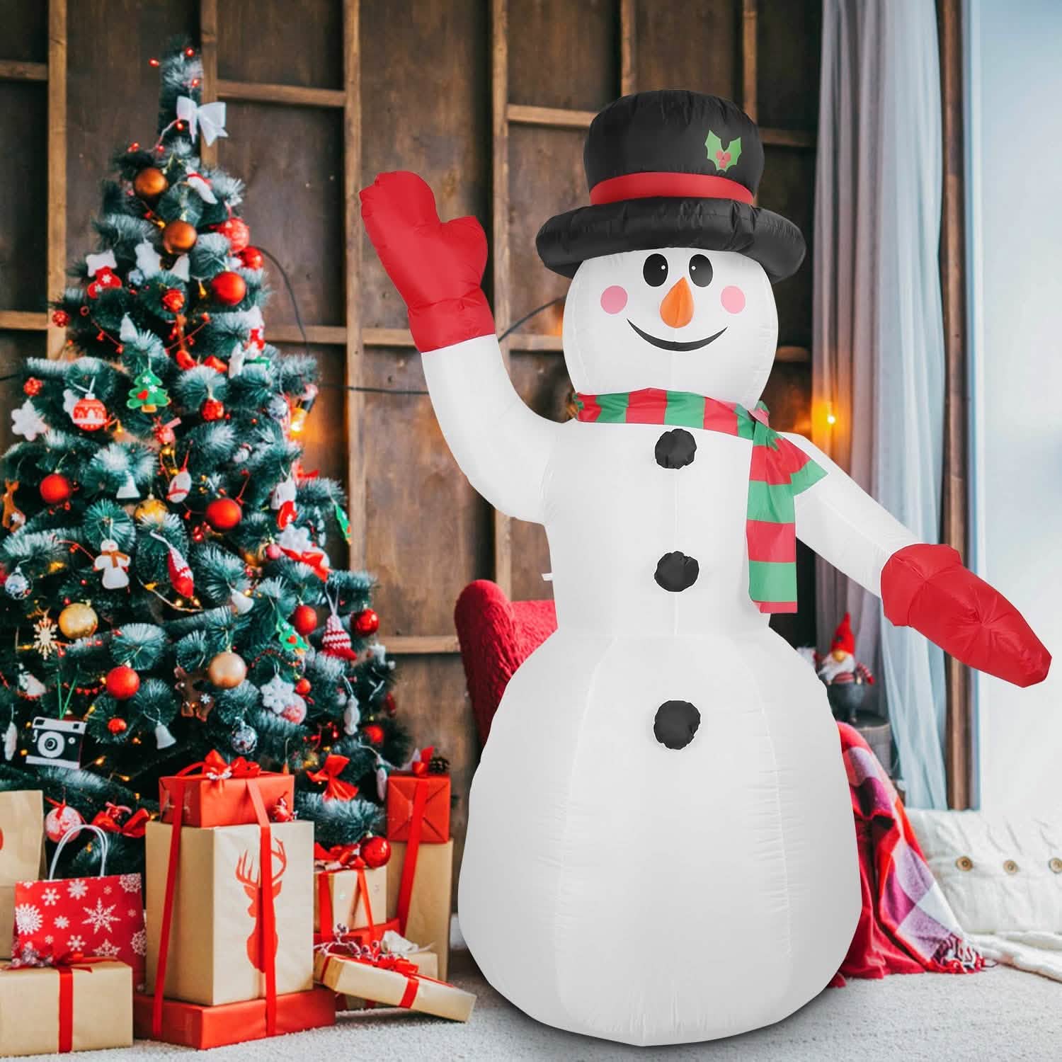 7.9ft Christmas Inflatable Giant Snowman Blow Up with LED Lights Hat Scarf DailySale