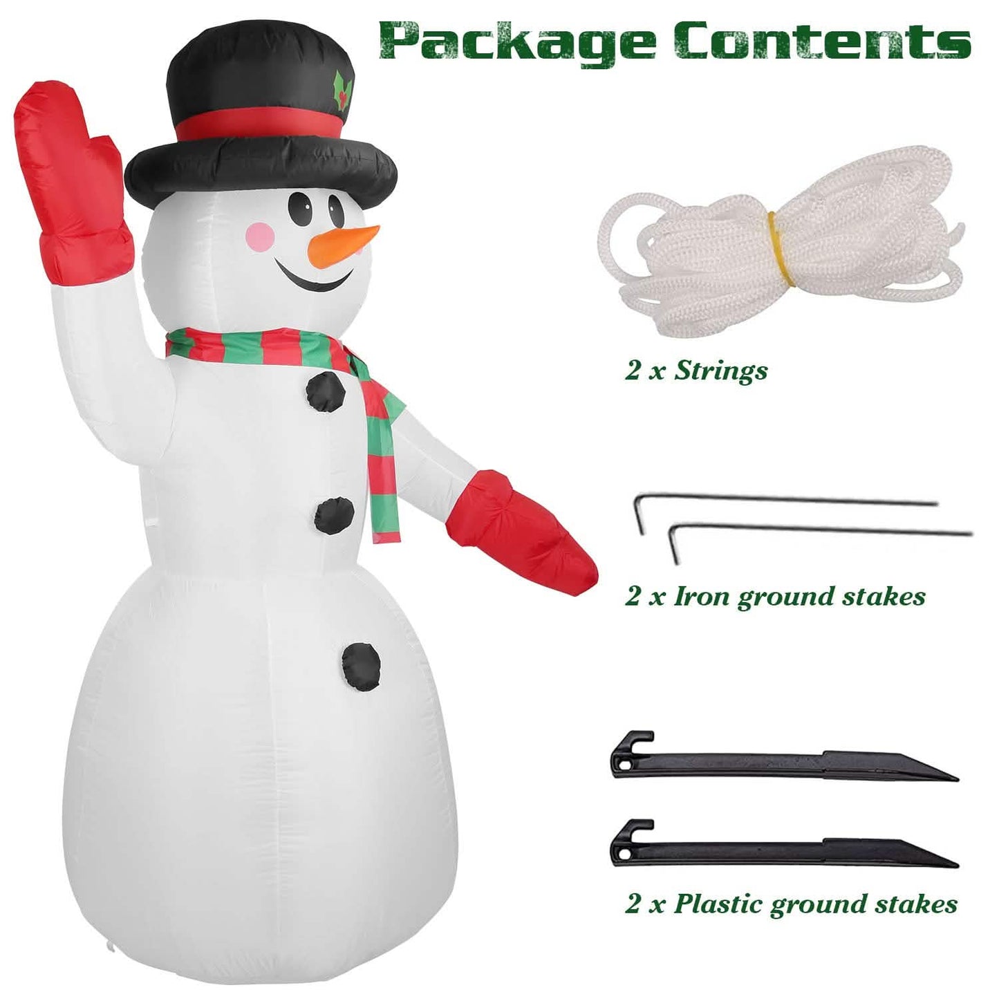 7.9ft Christmas Inflatable Giant Snowman Blow Up with LED Lights Hat Scarf DailySale