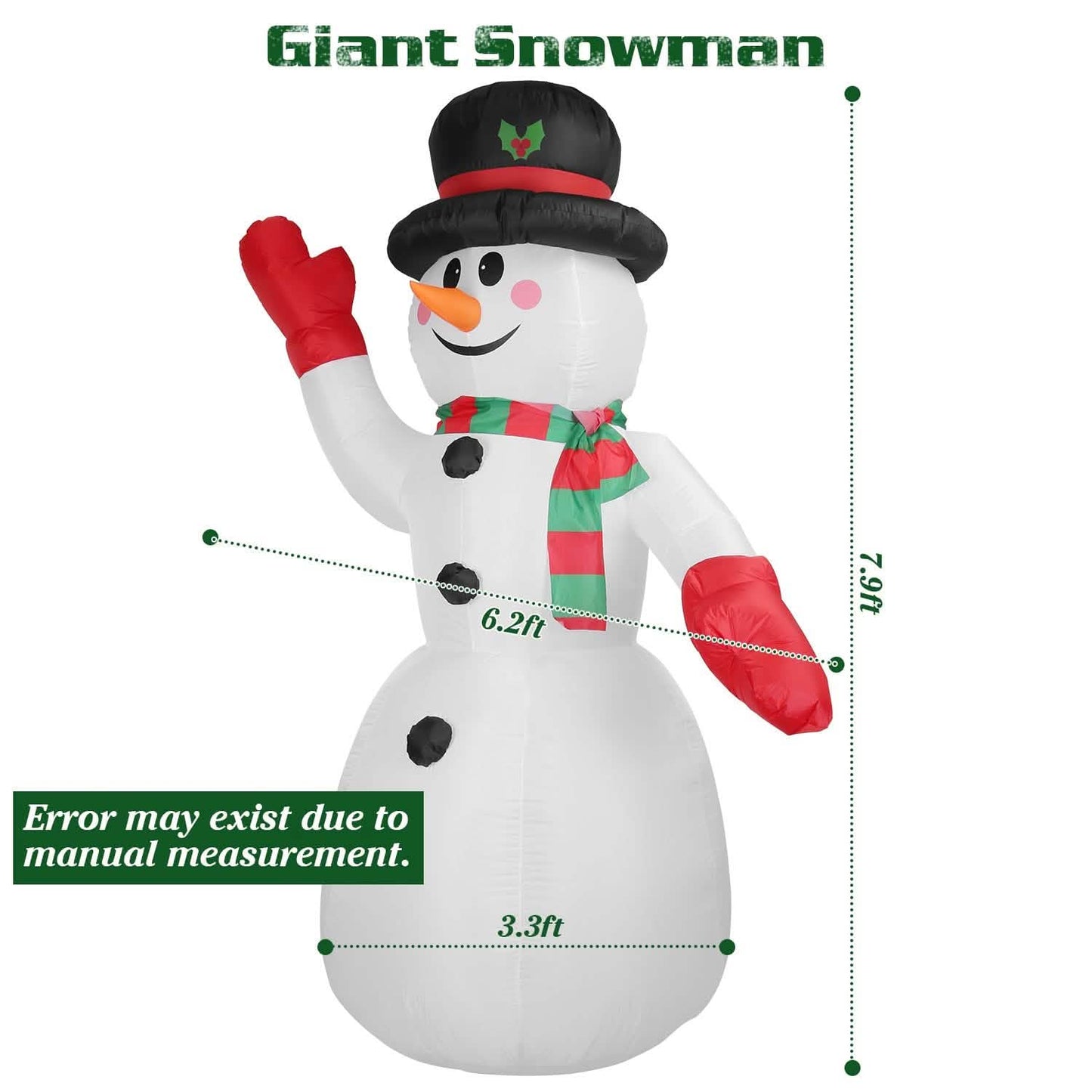 7.9ft Christmas Inflatable Giant Snowman Blow Up with LED Lights Hat Scarf DailySale