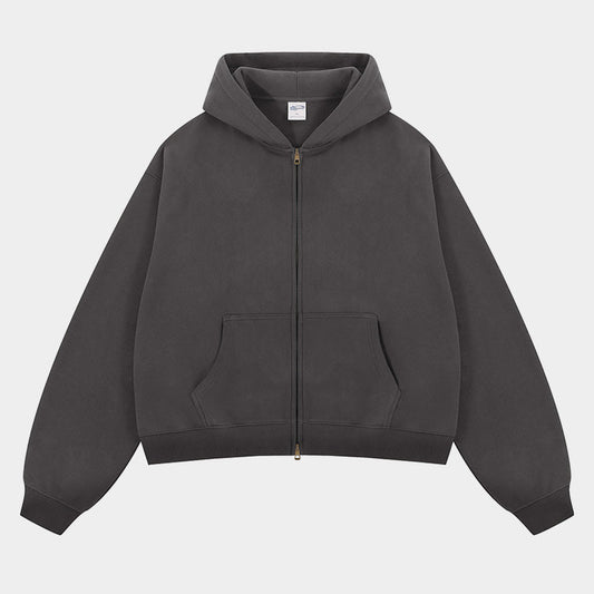 Boxy Zip-Up Hoodie - Luxurystreetwear - FASHIONBUY