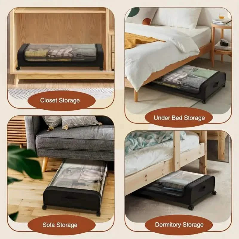 Under-Bed Storage Drawer with Wheels Multipurpose with Clear Window & Label DailySale