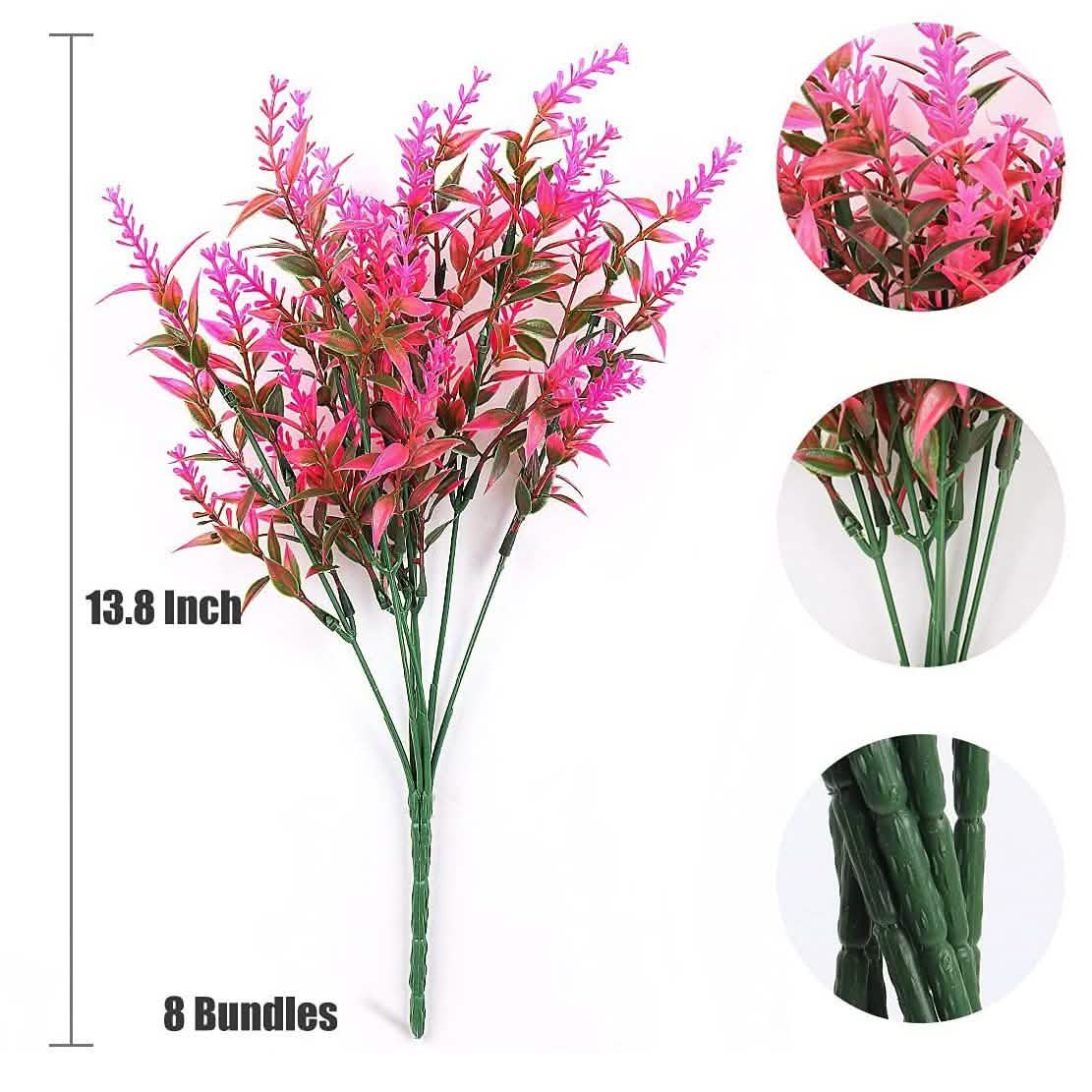 8 Bundles Artificial Lavender Plastic Flower Decorations DailySale