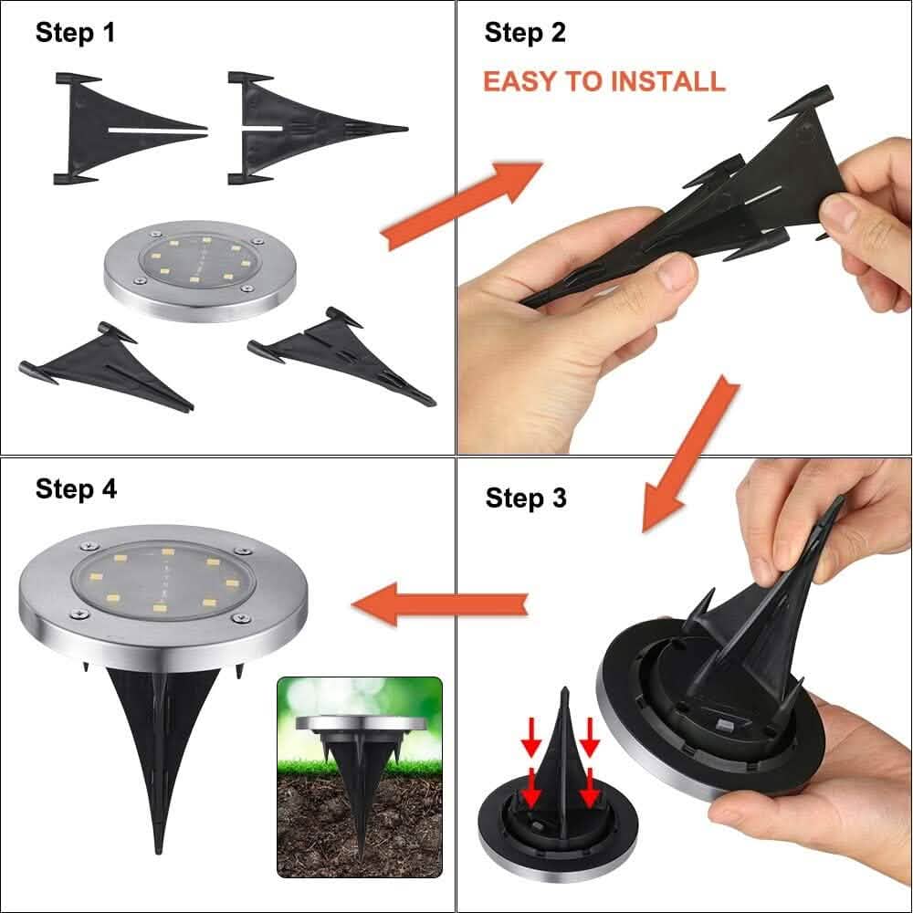 8-Pack: 8 LED Solar Disk Lights Waterproof Garden In-ground Pathway Lights DailySale