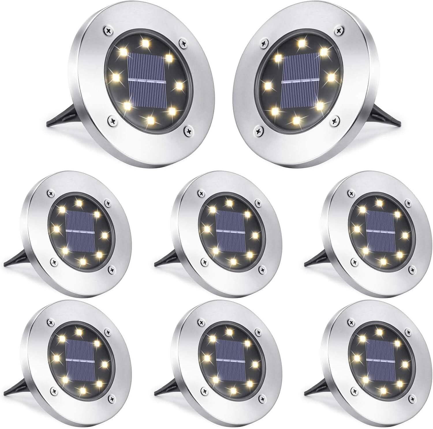 8-Pack: 8 LED Solar Disk Lights Waterproof Garden In-ground Pathway Lights DailySale
