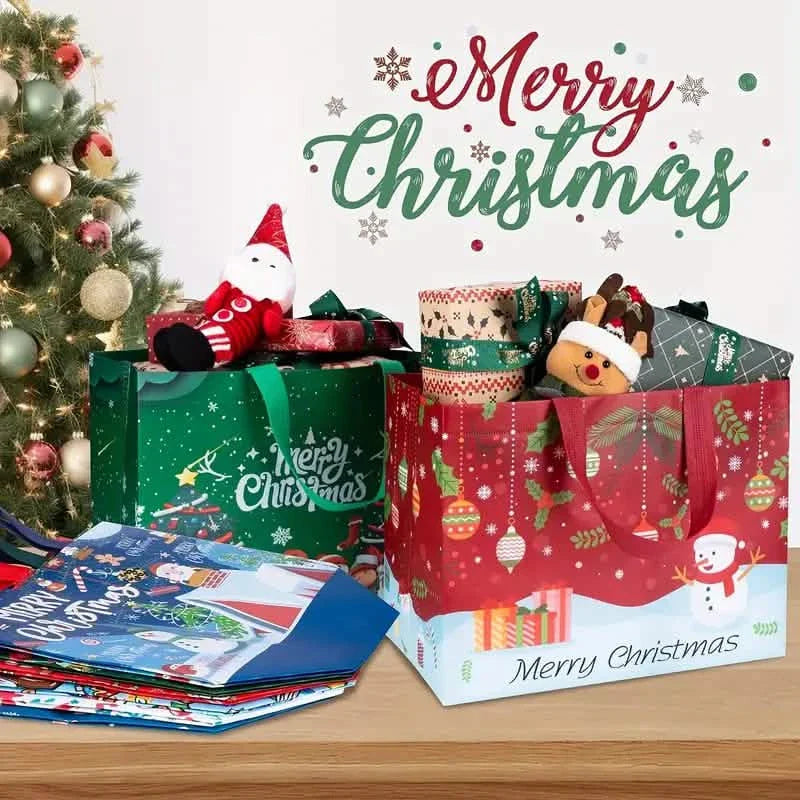 8-Pack: Large Christmas Gift Bags with Handles - Reusable Non-Woven Tote Bags DailySale