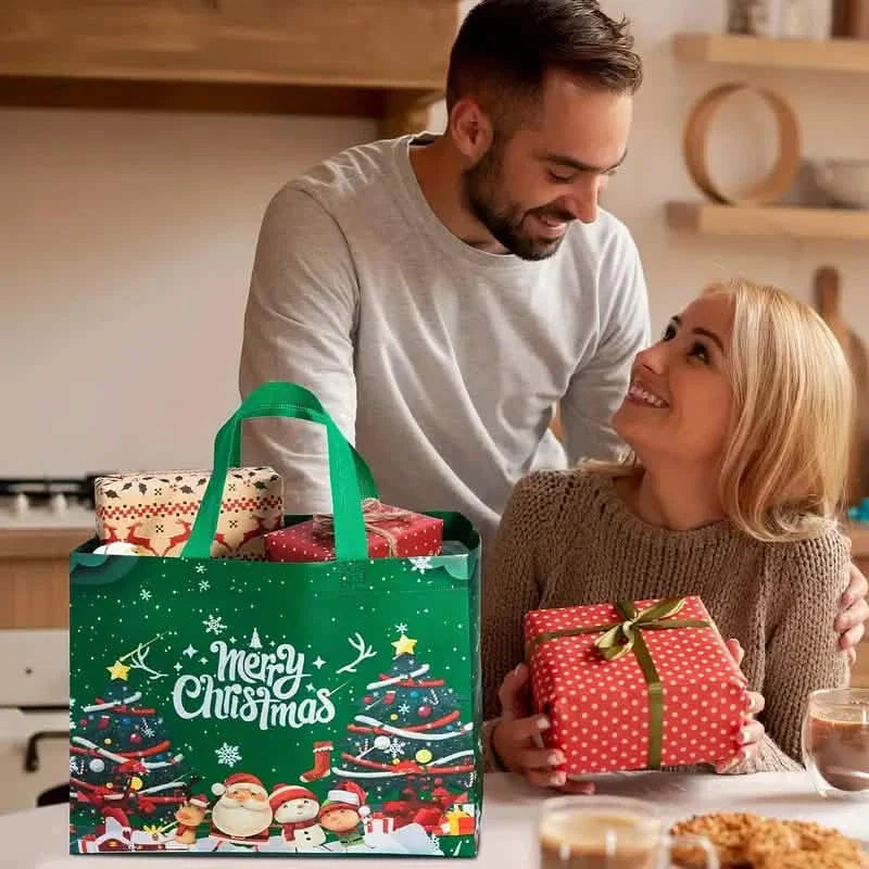8-Pack: Large Christmas Gift Bags with Handles - Reusable Non-Woven Tote Bags DailySale