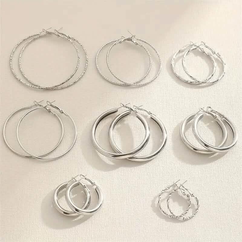 8-Pairs: Alloy Hoop Earrings Set DailySale